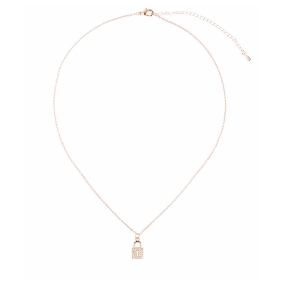 14k Gold Plated Lock Necklace NWT - Picture 2 of 3